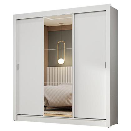 Imagem de Guarda-Roupa Casal 3 Portas de Correr com Espelho Branco Nobre Madesa