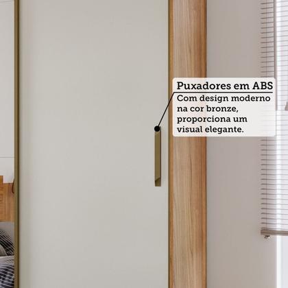 Imagem de Guarda-Roupa Casal 3 Portas de Correr com Espelho e Pés 199cm 100% MDF Roma Espresso Móveis