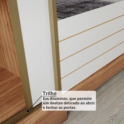 Imagem de Guarda-Roupa Casal 3 Portas de Correr com Espelho e Pés 199cm 100% MDF Roma Espresso Móveis