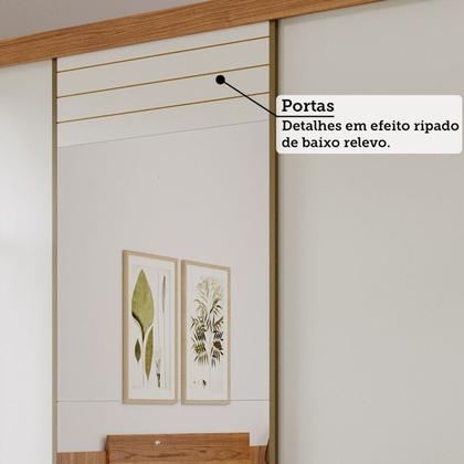 Imagem de Guarda-Roupa Casal 3 Portas de Correr com Espelho e Pés 199cm 100% MDF Roma Espresso Móveis