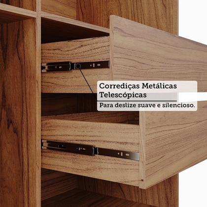 Imagem de Guarda-Roupa Casal 3 Portas de Correr com Espelho e Pés 199cm 100% MDF Roma Espresso Móveis