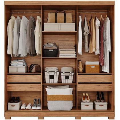 Imagem de Guarda-Roupa Casal 3 Portas de Correr com Espelho e Pés 199cm 100% MDF Roma Espresso Móveis