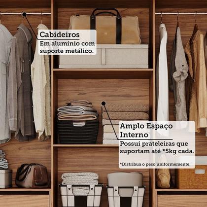 Imagem de Guarda-Roupa Casal 3 Portas de Correr com Espelho e Pés 199cm 100% MDF Roma Espresso Móveis