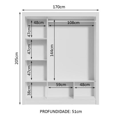 Imagem de Guarda Roupa Casal 3 Portas de Correr com Espelho Panamá Madesa