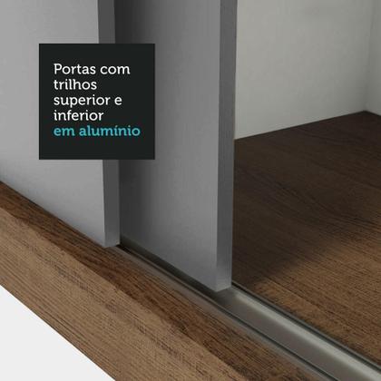 Imagem de Guarda-Roupa Casal 3 Portas de Correr com Espelho Rustic/Cinza Nobre Madesa