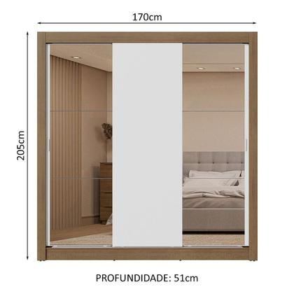 Imagem de Guarda-Roupa Casal 3 Portas de Correr com Espelhos 2 Gavetas Sublime Madesa