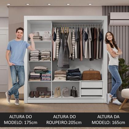 Imagem de Guarda-Roupa Casal 3 Portas de Correr com Espelhos 2 Gavetas Sublime Madesa