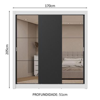 Imagem de Guarda-Roupa Casal 3 Portas de Correr com Espelhos 2 Gavetas Sublime Madesa