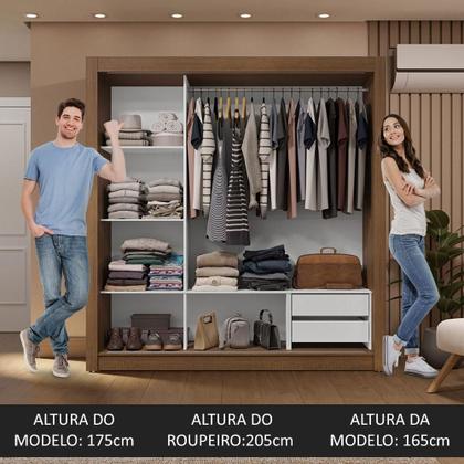 Imagem de Guarda-Roupa Casal 3 Portas de Correr com Espelhos 2 Gavetas Sublime Madesa