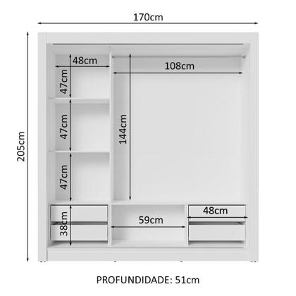 Imagem de Guarda-Roupa Casal 3 Portas de Correr com Espelhos 4 Gavetas Sublime Plus Madesa