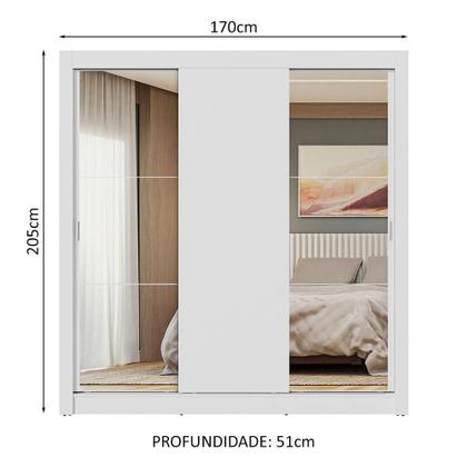 Imagem de Guarda-Roupa Casal 3 Portas de Correr com Espelhos Nobre Madesa