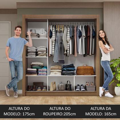 Imagem de Guarda-Roupa Casal 3 Portas de Correr com Espelhos Rustic/Preto Nobre Madesa