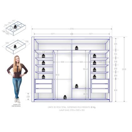 Imagem de Guarda-roupa Casal 4 Espelhos 2 Portas de Correr Essencial Espresso Móveis