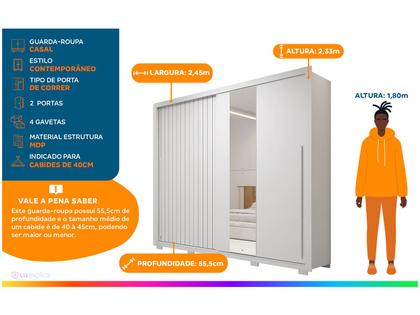 Imagem de Guarda-roupa Casal 4 Gavetas 2 Portas Caemmun Romanus