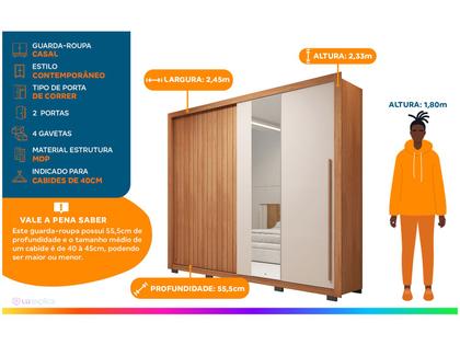 Imagem de Guarda-roupa Casal 4 Gavetas 2 Portas Caemmun Romanus