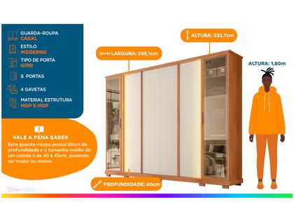 Imagem de Guarda-roupa Casal 4 Gavetas 6 Portas Caemmun Tela