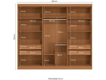 Imagem de Guarda-roupa Casal 4 Gavetas 6 Portas Kappesberg Roma