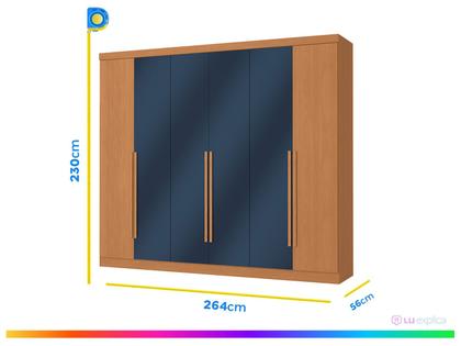 Imagem de Guarda-roupa Casal 4 Gavetas 6 Portas Kappesberg Roma