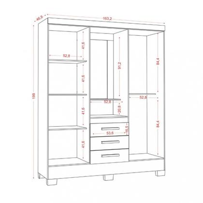 Imagem de Guarda Roupa Casal 4 Portas 3 Gavetas Paris Aramóveis