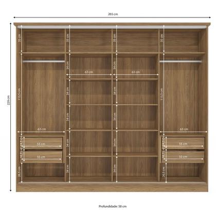Guarda-Roupa Casal 4 Portas 4 Gavetas Nogueira/Verde Oliva N565