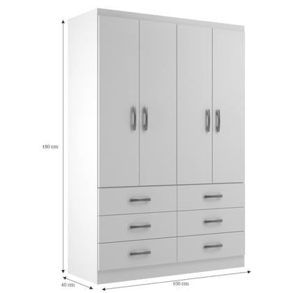 Imagem de Guarda Roupa Casal 4 Portas 6 Gavetas Treviso Yescasa Branco