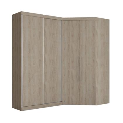 Imagem de Guarda Roupa Casal 4 Portas Canto com LED Interno Alemanha Robel Cedro Madeirado