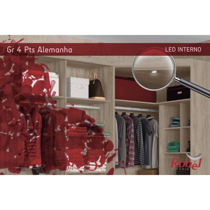 Imagem de Guarda Roupa Casal 4 Portas Canto com LED Interno Alemanha Robel Cedro Madeirado