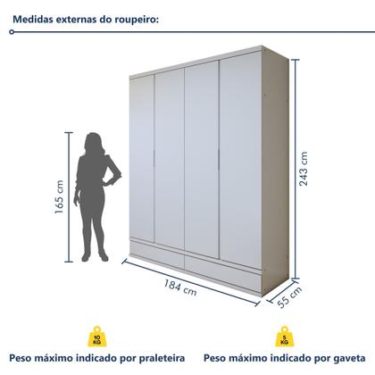 Imagem de Guarda Roupa Casal 4 Portas com 5 Gavetas 100% MDF Urbano