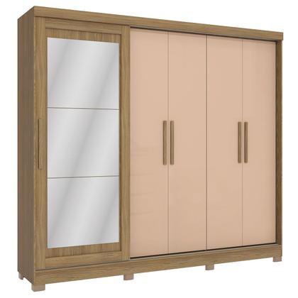 Imagem de Guarda-Roupa Casal 5 Portas 4 Gavetas com Espelho Nogueira/Macadamia Cb01n564 - Kappesberg