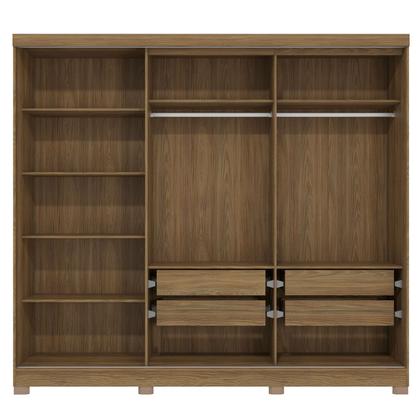 Guarda-Roupa Casal 5 Portas 4 Gavetas com Espelho Nogueira