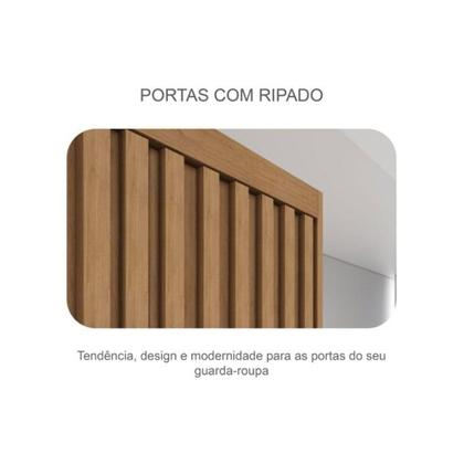 Imagem de Guarda Roupa Casal 6 Portas (2 c/ Espelho e 2 Ripadas) e 8 Gavetas Bolonha/Santoro Cumaru 23 - Novo Horizonte