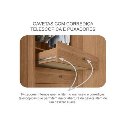 Imagem de Guarda Roupa Casal 6 Portas (2 c/ Espelho e 2 Ripadas) e 8 Gavetas Bolonha/Santoro Cumaru 23 - Novo Horizonte