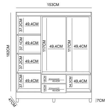 Imagem de Guarda Roupa Casal 6 Portas 2 Gavetas 153cm Paraná M07 Naturale/Branco - Mpozenato