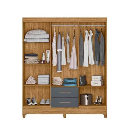 Imagem de Guarda Roupa Casal 6 Portas 2 Gavetas 1,53m Freijo / Cinza Panamá Moval