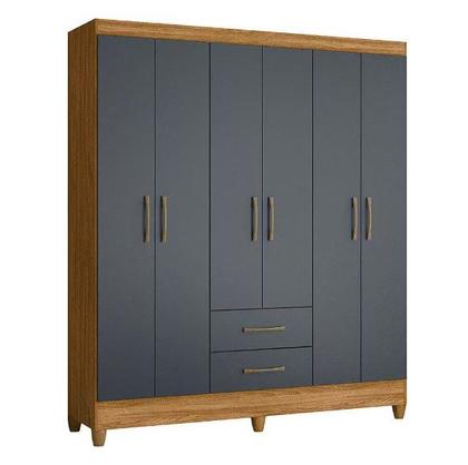 Imagem de Guarda Roupa Casal 6 Portas 2 Gavetas 1,53m Freijo / Cinza Panamá Moval