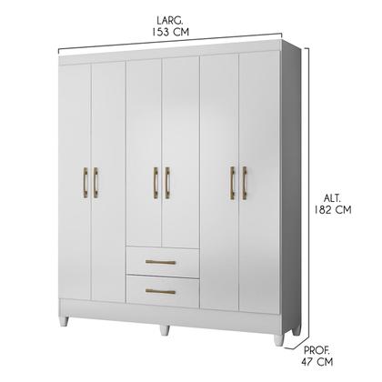 Imagem de Guarda Roupa Casal 6 Portas 2 Gavetas 153x182cm Panamá Moval