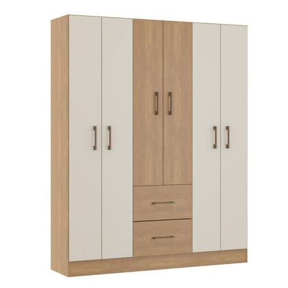 Imagem de Guarda-Roupa Casal 6 Portas 2 Gavetas com Cabideiro Carvalho