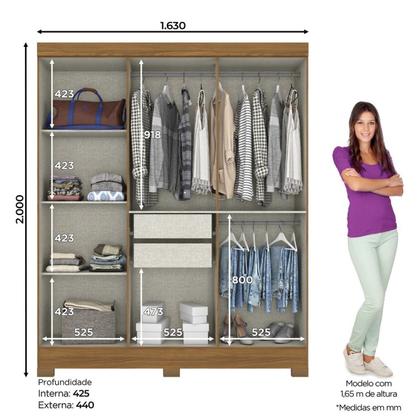 Guarda-roupa Casal 6 Portas 2 Gavetas com Espelho B73 - Briz