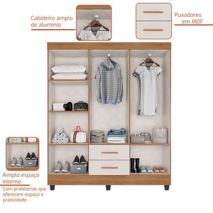 Imagem de Guarda Roupa Casal 6 Portas 2 Gavetas com Pés Lite