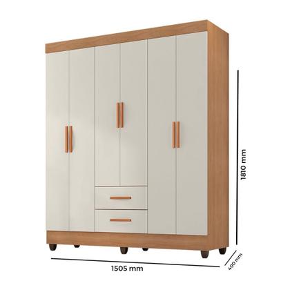 Imagem de Guarda Roupa Casal 6 Portas 2 Gavetas com Pés Lite