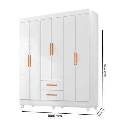 Imagem de Guarda Roupa Casal 6 Portas 2 Gavetas com Pés Lite