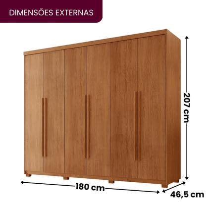 Imagem de Guarda Roupa Casal 6 Portas 2 Gavetas com Pés MDF Veracruz