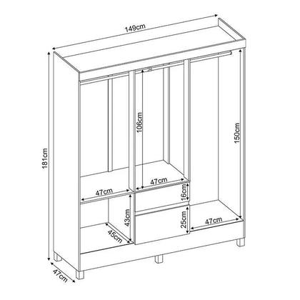 Imagem de Guarda-roupa Casal 6 Portas 2 Gavetas Demóbile Flash II