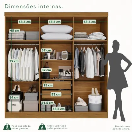 Imagem de Guarda-Roupa Casal 6 Portas 2 Gavetas França