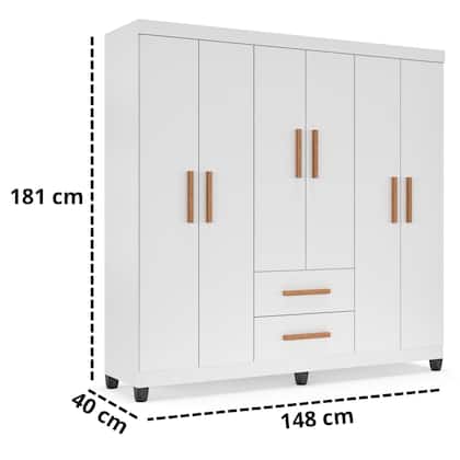 Imagem de Guarda Roupa Casal 6 Portas 2 Gavetas Lite  Amplo, Moderno e com Cabideiro