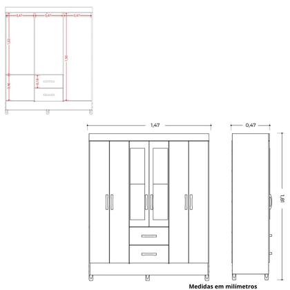 Imagem de Guarda Roupa Casal 6 Portas 2 Gavetas Mobi Albatroz