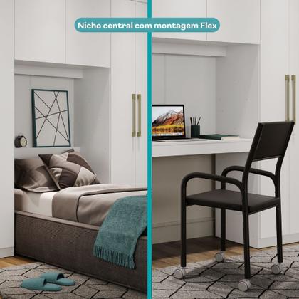 Imagem de Guarda Roupa Casal 6 Portas 2 Gavetas Porto Branco com Painel de TV Carraro