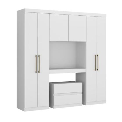 Imagem de Guarda Roupa Casal 6 Portas 2 Gavetas Porto Branco com Painel de TV Carraro