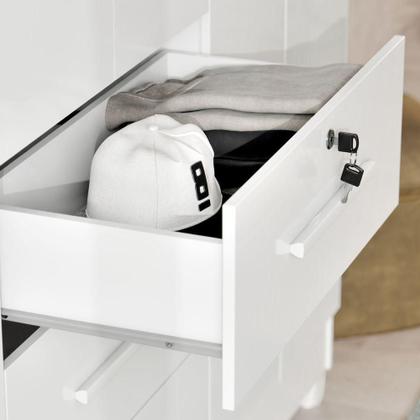 Imagem de Guarda-roupa Casal 6 Portas 3 Gavetas Com Chave Mumbai Mdp Branco