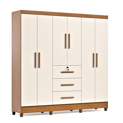 Imagem de Guarda Roupa Casal 6 Portas 3 Gavetas com Chave Mumbai MDP